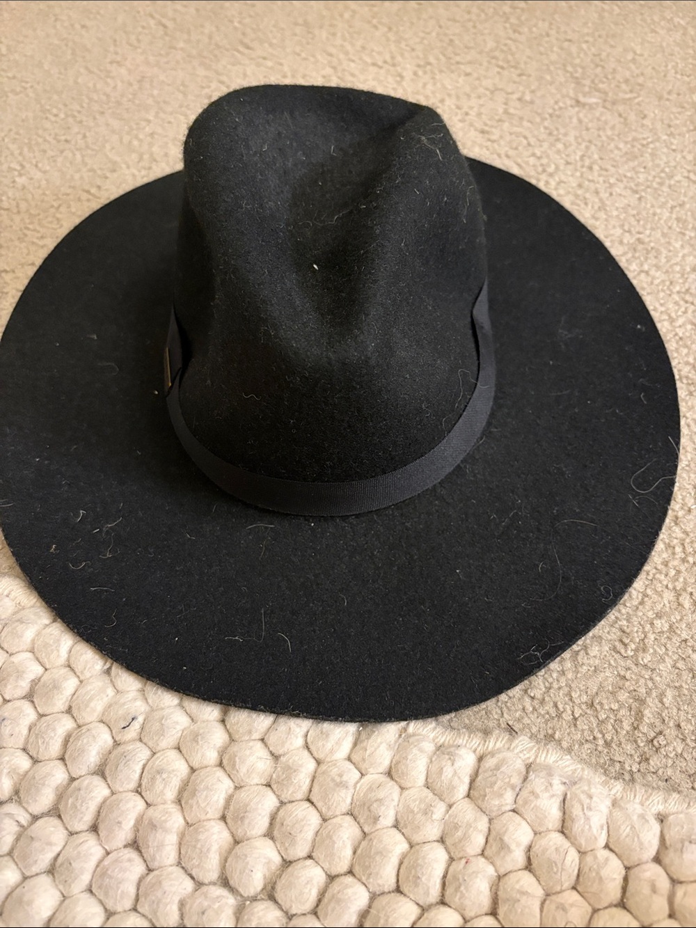 Wide Brim Black Wool Hat